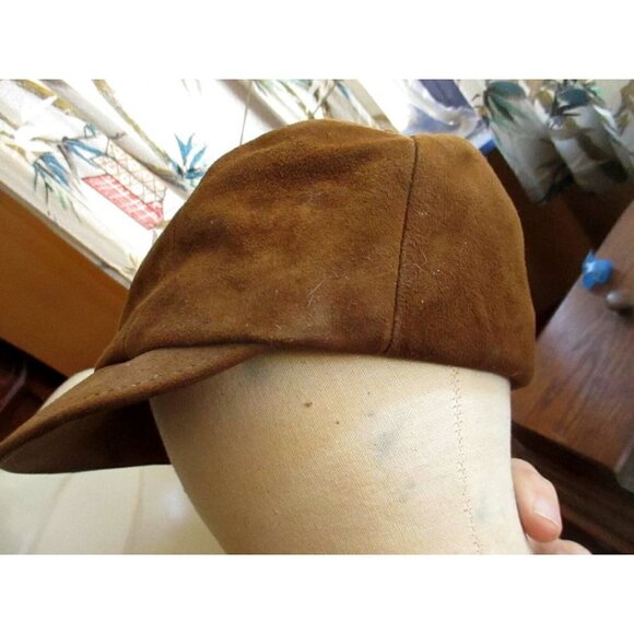 True Vtg 50s SUEDE LEATHER PATIAN Hat Newsboy Cabbie Cap SMALL - Picture 3 of 5